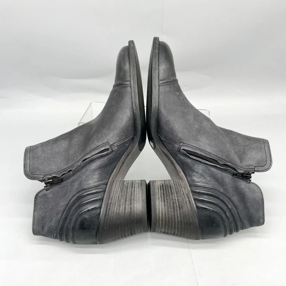 Paul Green Womens UK 7.5/ 10 Diandra Boots Black Leather Cap Toe Heel Booties